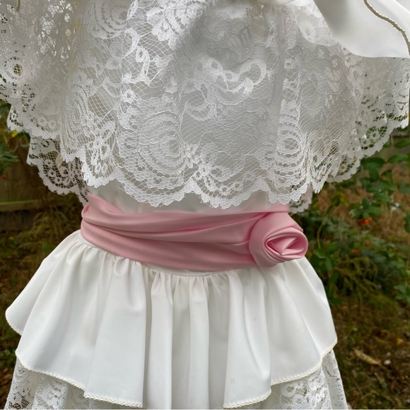 Vintage Lace Tiered Ruffles Cottagecore Praire Gunne Sax Style Dress - Picture 6 of 16